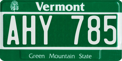 VT license plate AHY785