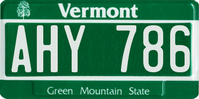 VT license plate AHY786