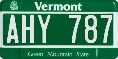 VT license plate AHY787