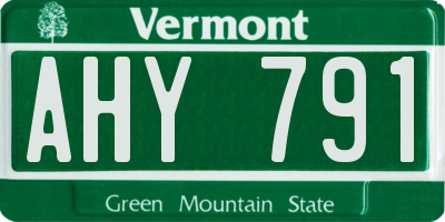 VT license plate AHY791