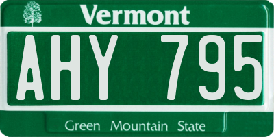 VT license plate AHY795