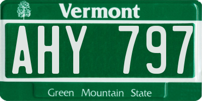 VT license plate AHY797