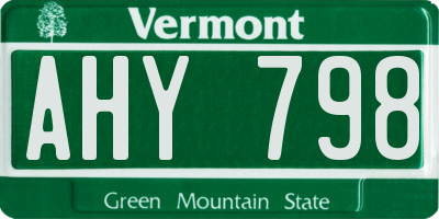 VT license plate AHY798