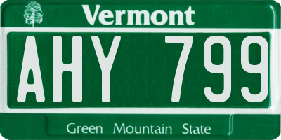 VT license plate AHY799