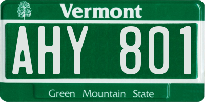 VT license plate AHY801