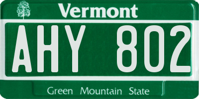 VT license plate AHY802