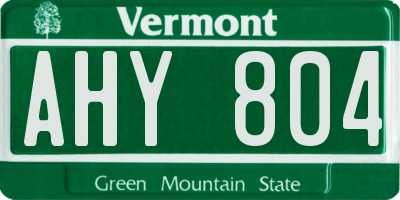 VT license plate AHY804
