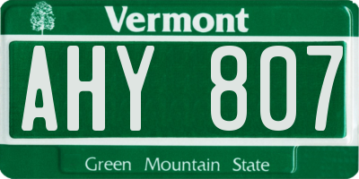 VT license plate AHY807
