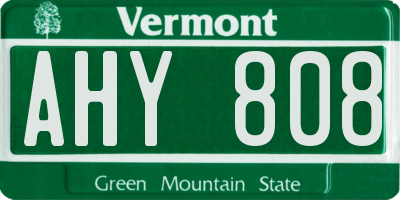 VT license plate AHY808