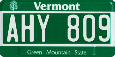 VT license plate AHY809