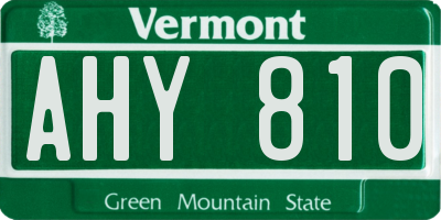 VT license plate AHY810