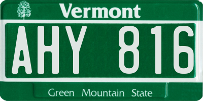 VT license plate AHY816