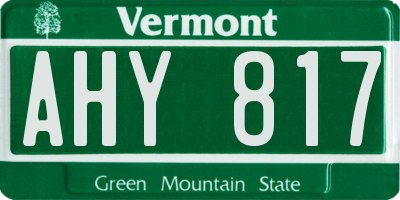 VT license plate AHY817