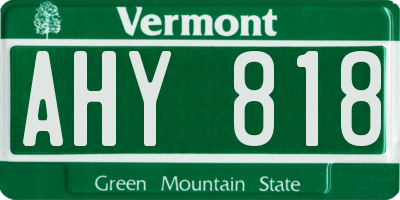 VT license plate AHY818