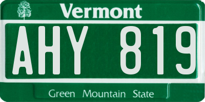 VT license plate AHY819