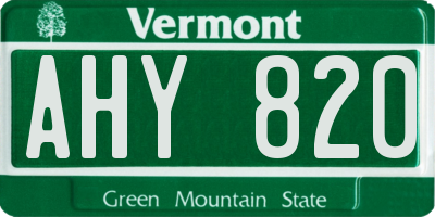 VT license plate AHY820