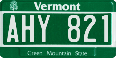 VT license plate AHY821