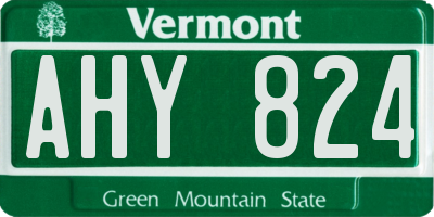 VT license plate AHY824