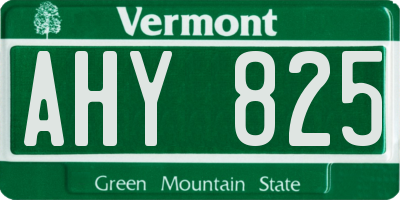 VT license plate AHY825