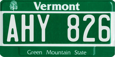 VT license plate AHY826