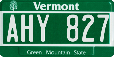 VT license plate AHY827
