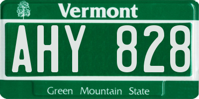 VT license plate AHY828