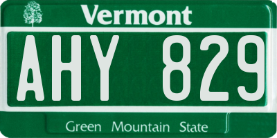 VT license plate AHY829