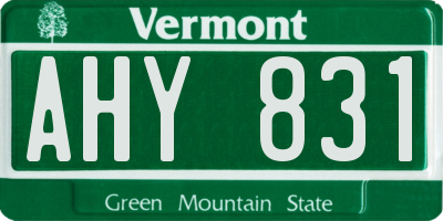 VT license plate AHY831