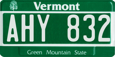 VT license plate AHY832