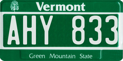 VT license plate AHY833
