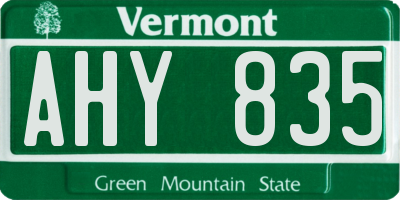 VT license plate AHY835