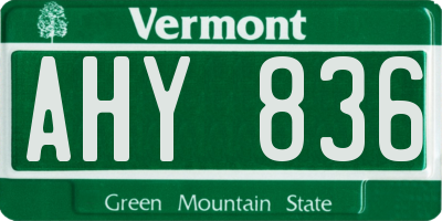 VT license plate AHY836