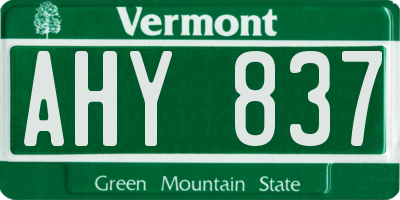 VT license plate AHY837