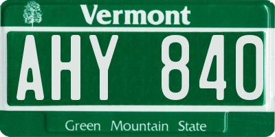 VT license plate AHY840