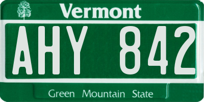 VT license plate AHY842