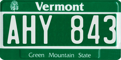 VT license plate AHY843