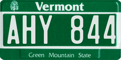 VT license plate AHY844