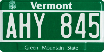 VT license plate AHY845