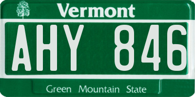 VT license plate AHY846