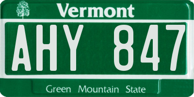 VT license plate AHY847
