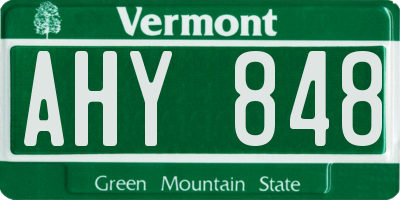 VT license plate AHY848