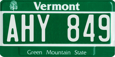 VT license plate AHY849