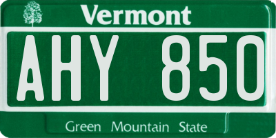 VT license plate AHY850