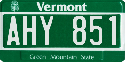 VT license plate AHY851