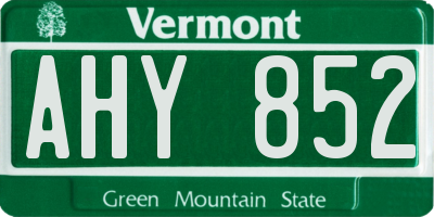VT license plate AHY852