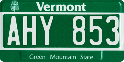 VT license plate AHY853