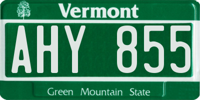 VT license plate AHY855