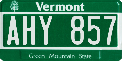 VT license plate AHY857