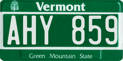 VT license plate AHY859