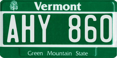 VT license plate AHY860